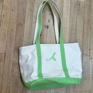 LL Bean Light Green Large Boat and Tote